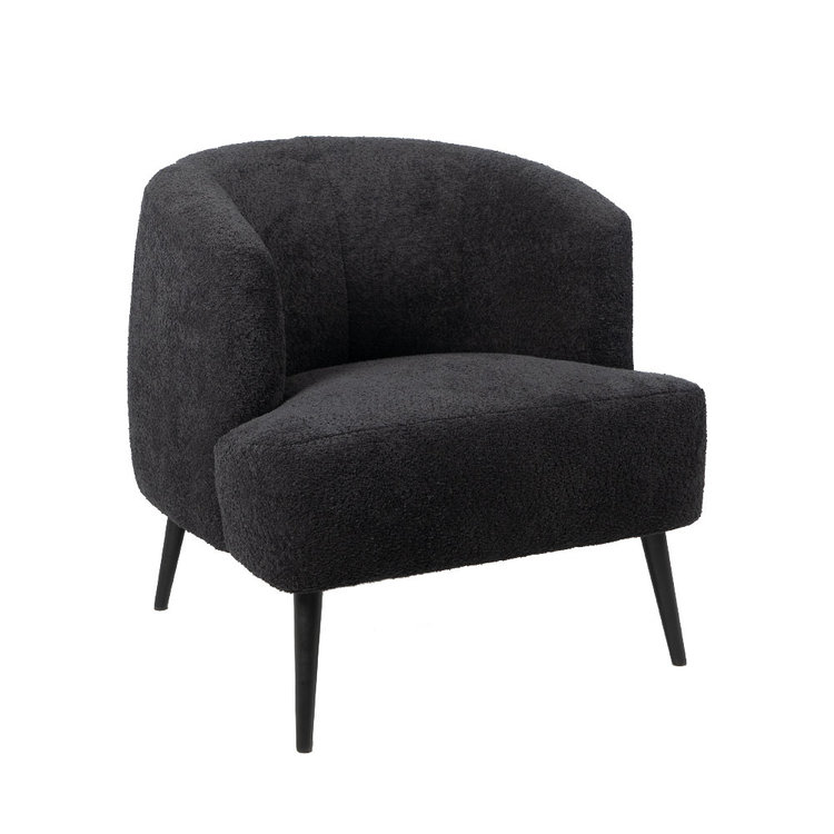 Teddy bouclé fauteuil Nora zwart