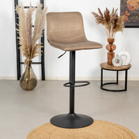 Velvet barkruk Frenkie taupe 60-76 cm