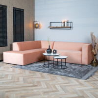 Velvet hoekbank Memphis roze links