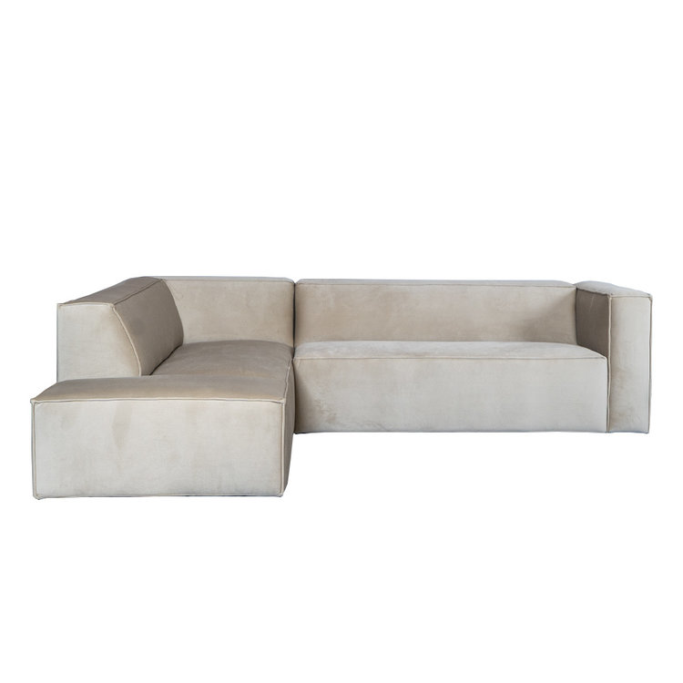 Velvet hoekbank Memphis beige links