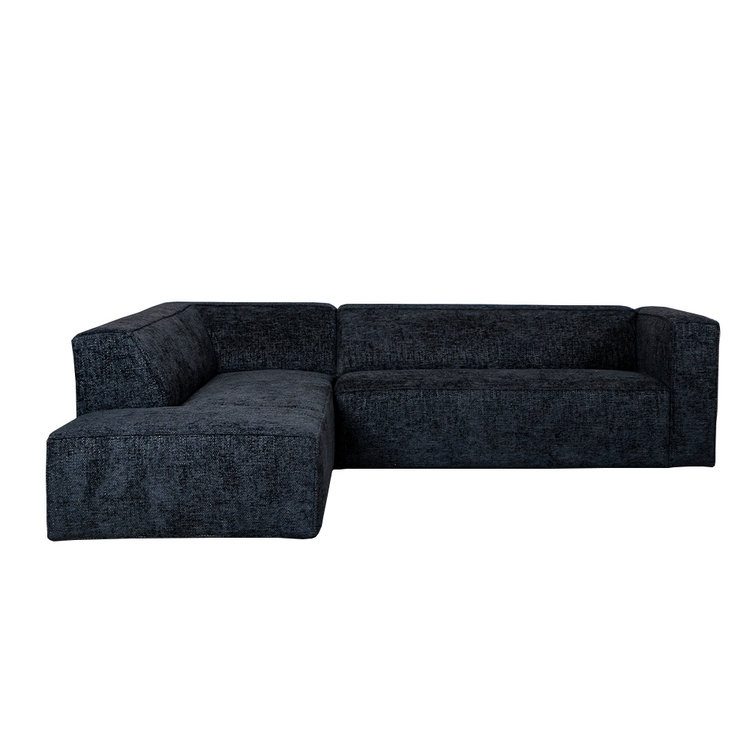 Hoekbank Memphis stof chenille zwart links