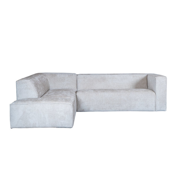 Hoekbank Memphis stof chenille wit/beige links