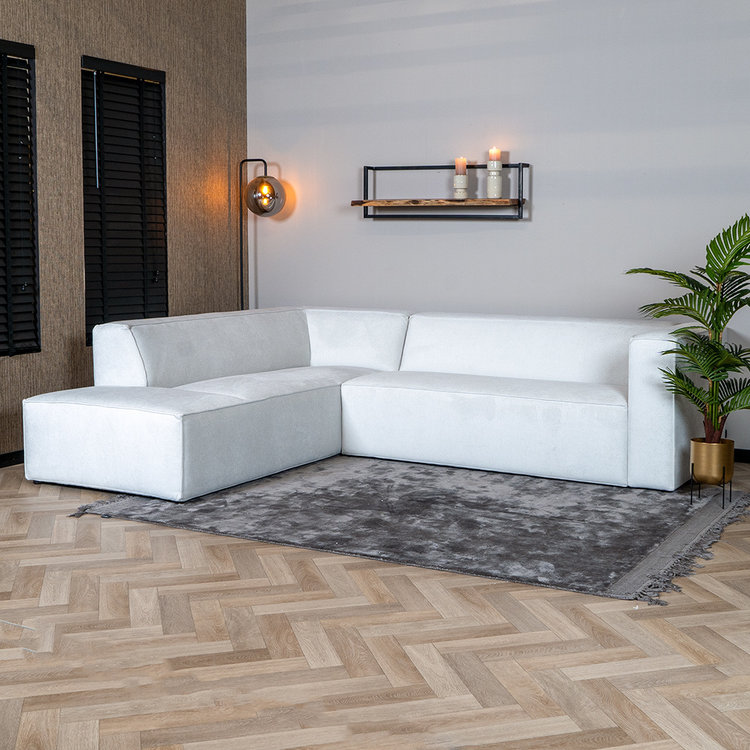 Scandinavische hoekbank Memphis off white stof gemêleerd links