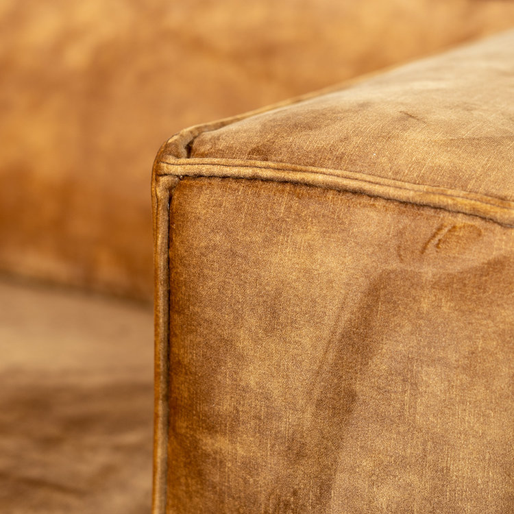 Velvet hoekbank Memphis okergeel links