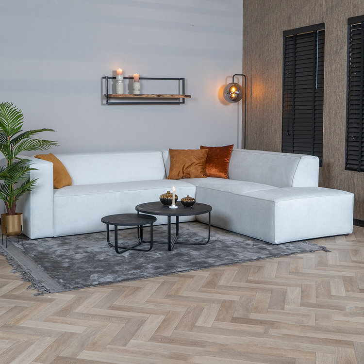 Scandinavische hoekbank Memphis off white stof gemêleerd rechts