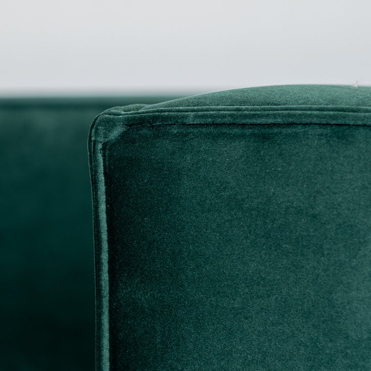 Velvet hoekbank Memphis groen links