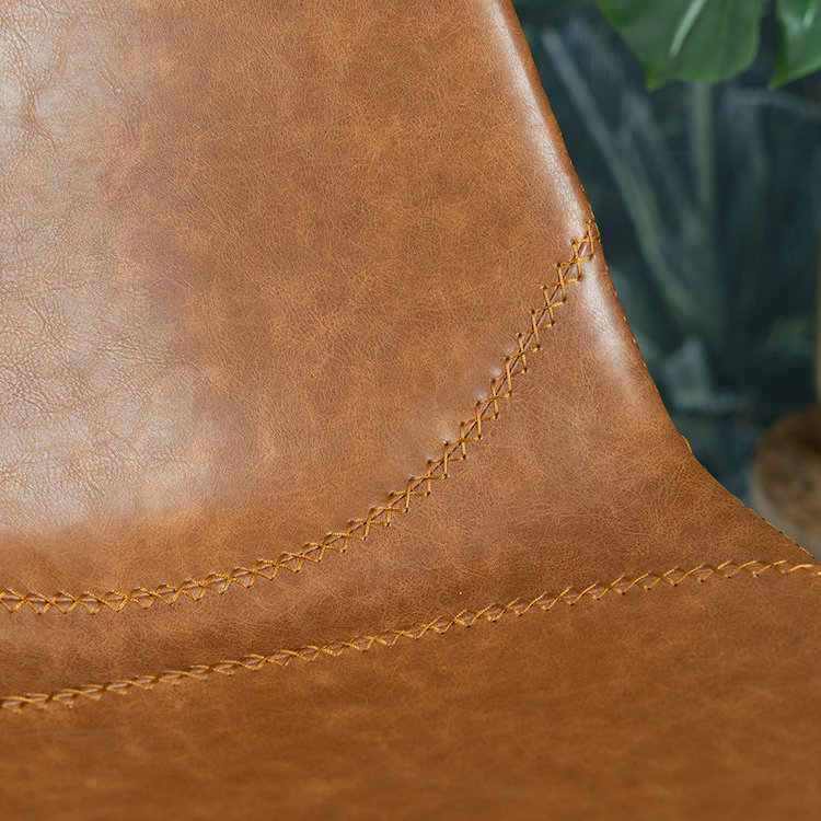 Industriële eetkamerstoel Logan cognac eco-leer