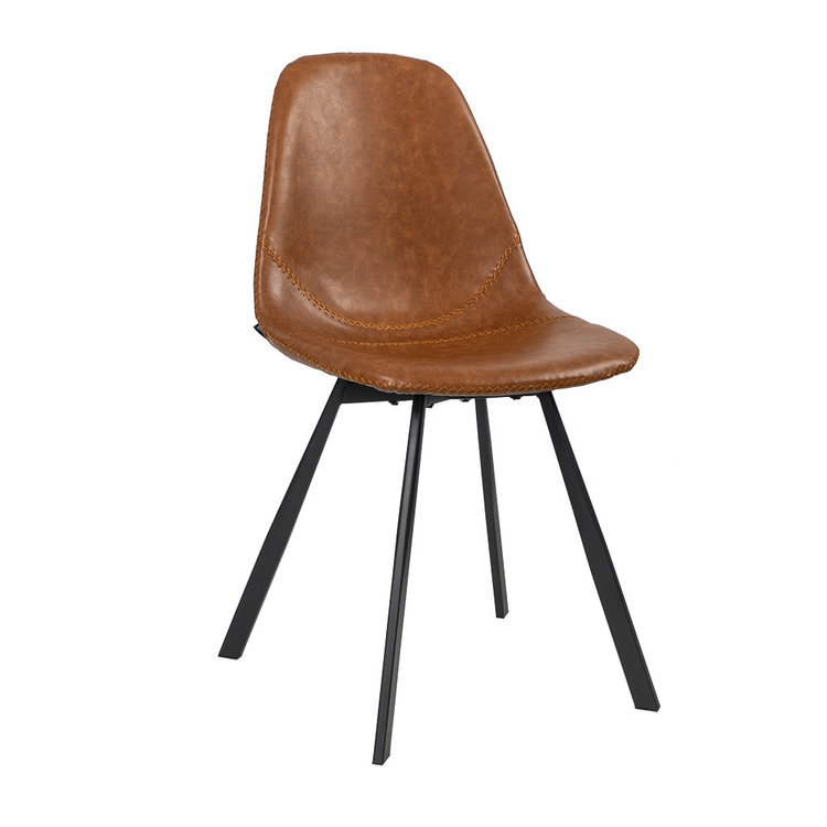 Industriële eetkamerstoel Logan cognac eco-leer