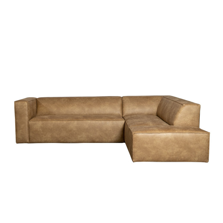 Industriële hoekbank Memphis eco-leer beige rechts
