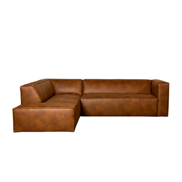 Hoekbank Memphis eco-leer cognac links