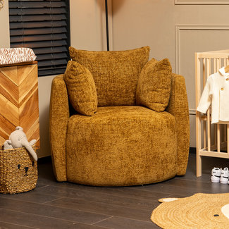 Stoel babykamer Ruby chenille stof okergeel