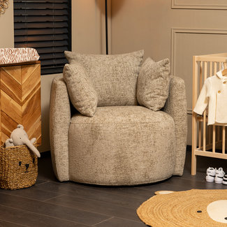 Stoel babykamer Ruby chenille stof taupe