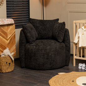 Stoel babykamer Ruby chenille stof zwart