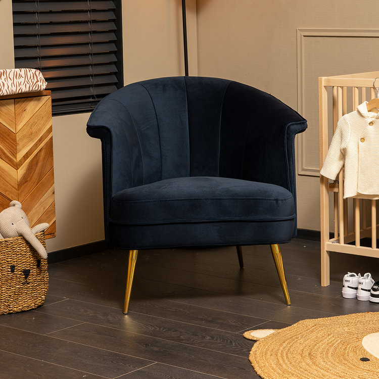 Stoel babykamer Amy velvet blauw