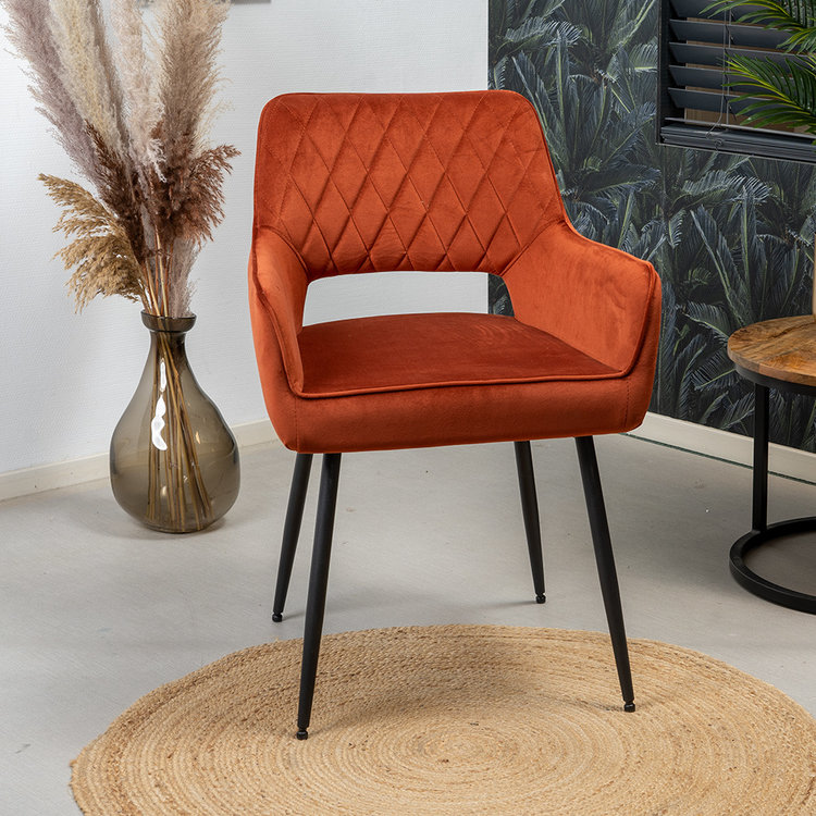 Velvet eetkamerstoel Mika koper