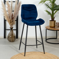 Velvet barkruk Toby donkerblauw 71 cm