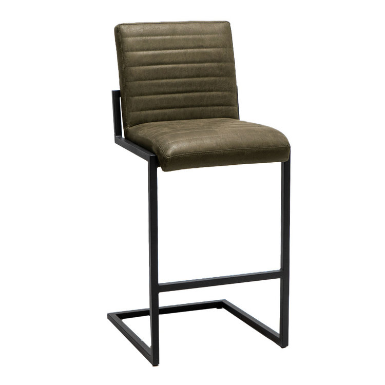 Industriële barkruk Block olijfgroen eco-leer 79cm