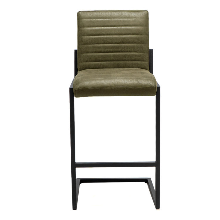 Industriële barkruk Block olijfgroen eco-leer 79cm