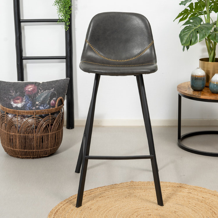 Industriële barkruk Logan antraciet eco-leer 70 cm