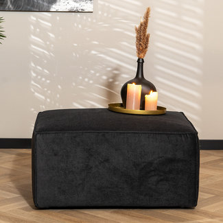 Scandinavische hocker Memphis stof gemêleerd zwart