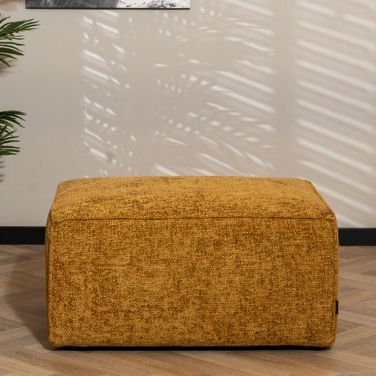 Hocker Memphis stof chenille okergeel
