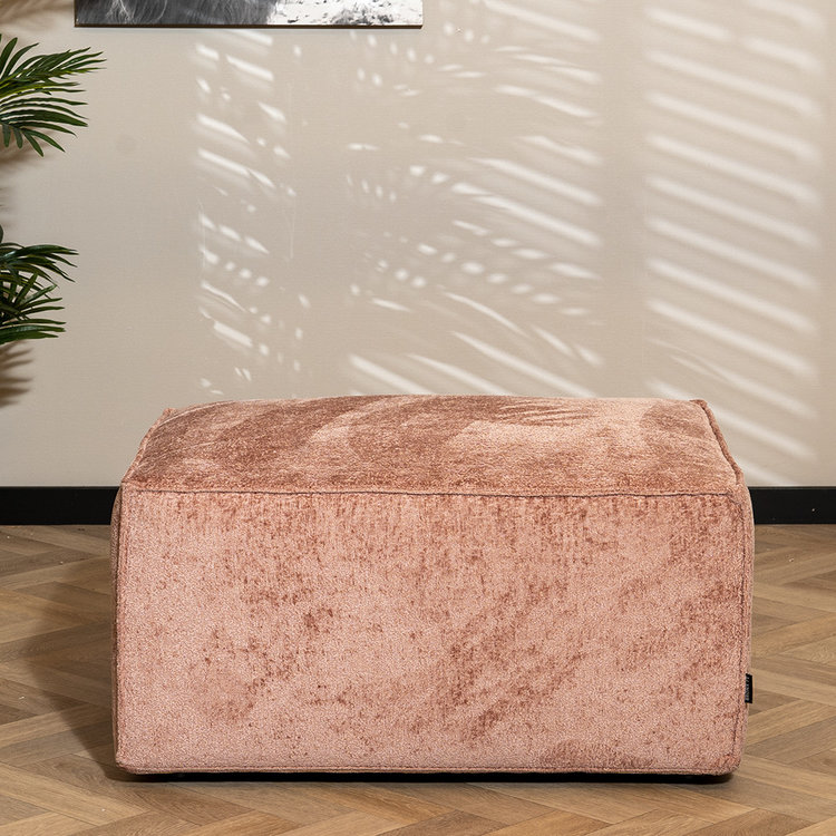 Hocker Memphis roze stof chenille