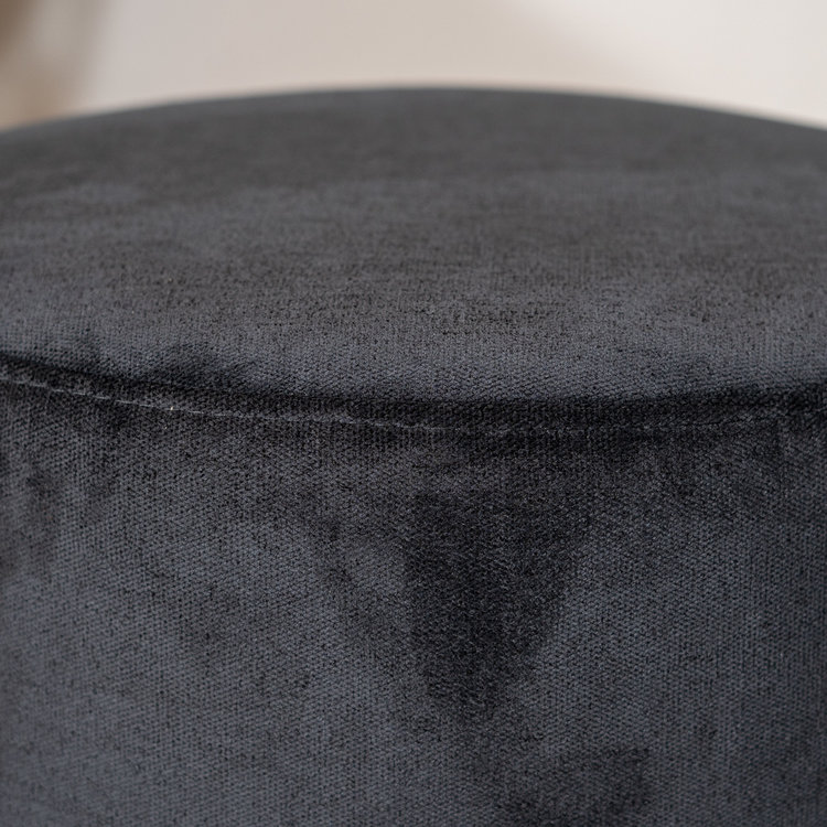 Poef Scandinavisch Myles stof gemêleerd zwart