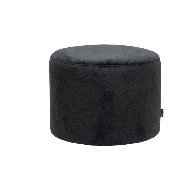 Poef Scandinavisch Myles stof gemêleerd zwart