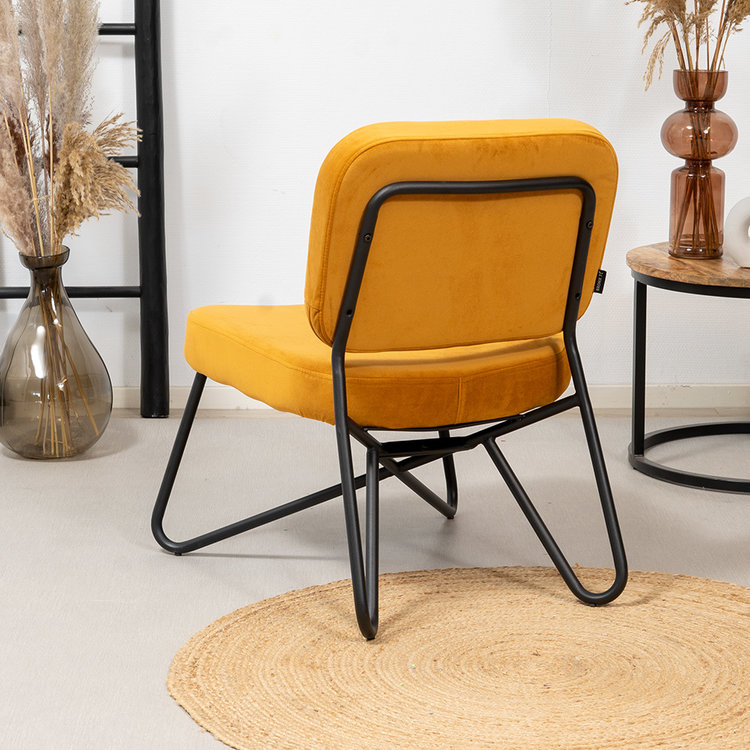 Velvet fauteuil Julia okergeel