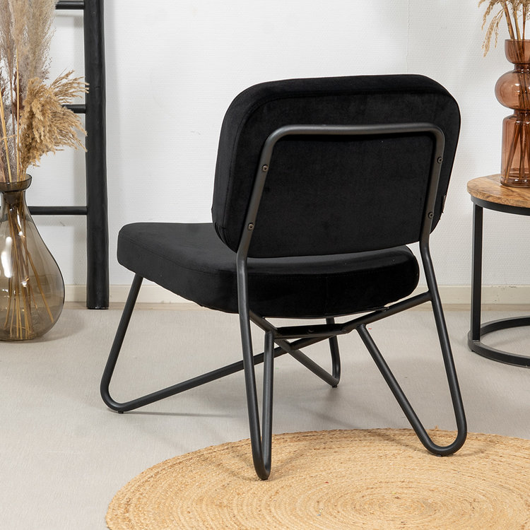 Velvet fauteuil Julia zwart