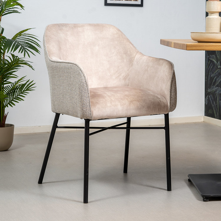 Eetkamerstoel Chicago velvet/ geweven stof beige