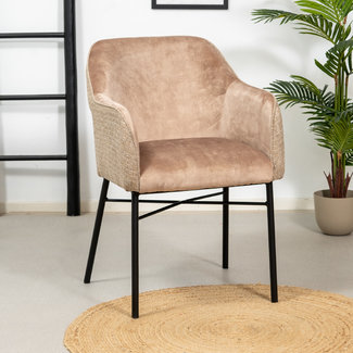 Eetkamerstoel Chicago velvet/ geweven stof taupe