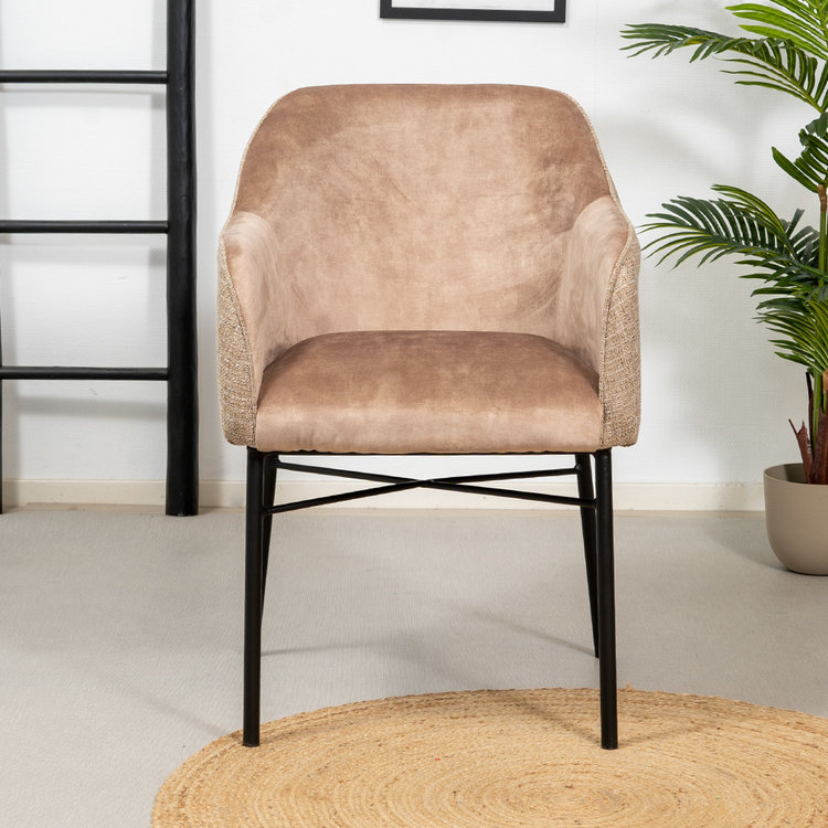 Eetkamerstoel Chicago velvet/ geweven stof taupe