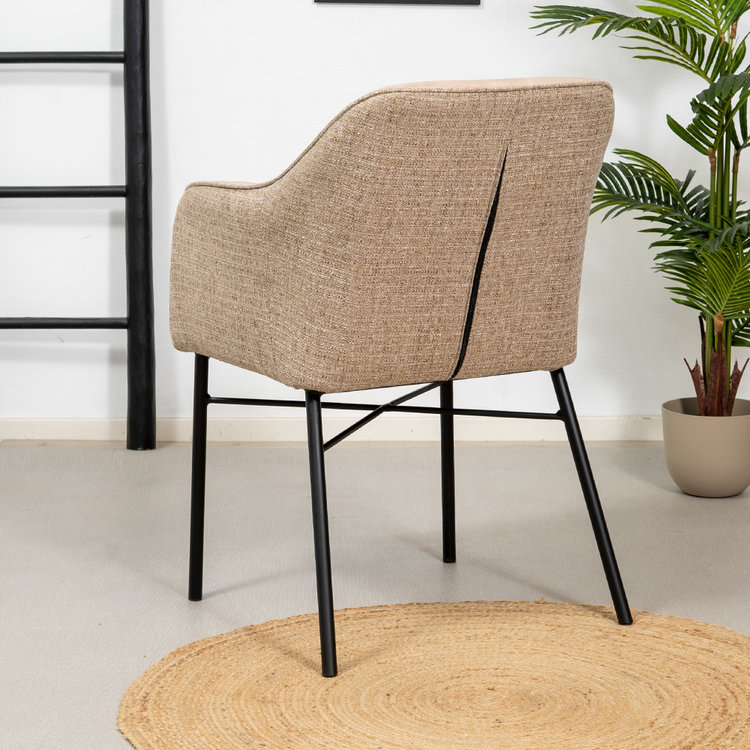 Eetkamerstoel Chicago velvet/ geweven stof taupe