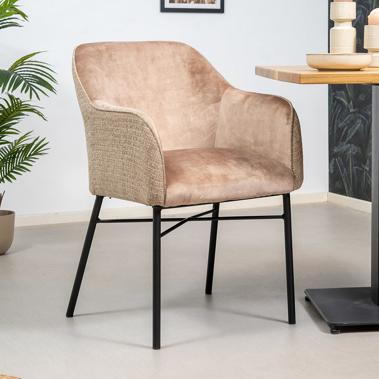 Eetkamerstoel Chicago velvet/ geweven stof taupe