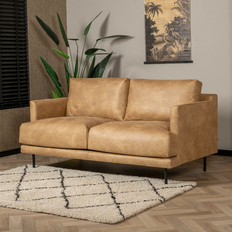Industriële bank 2,5-zits Denver beige eco-leer