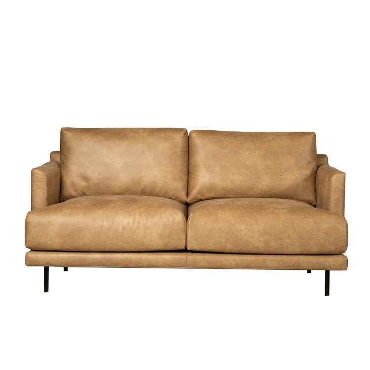 Industriële bank 2,5-zits Denver beige eco-leer