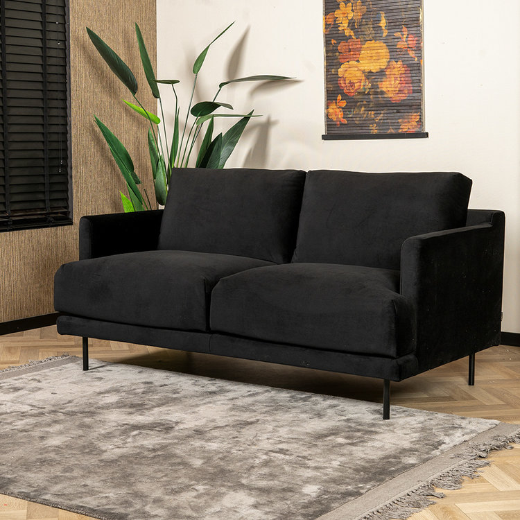 Velvet bank 2,5-zits Denver zwart