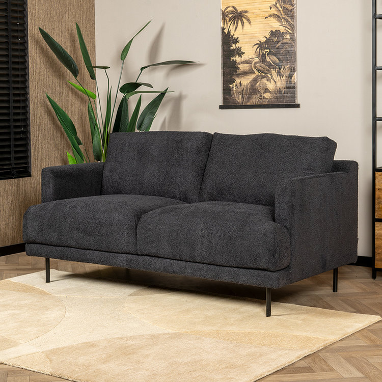 Scandinavische bank 2,5-zits Denver bouclé zwart