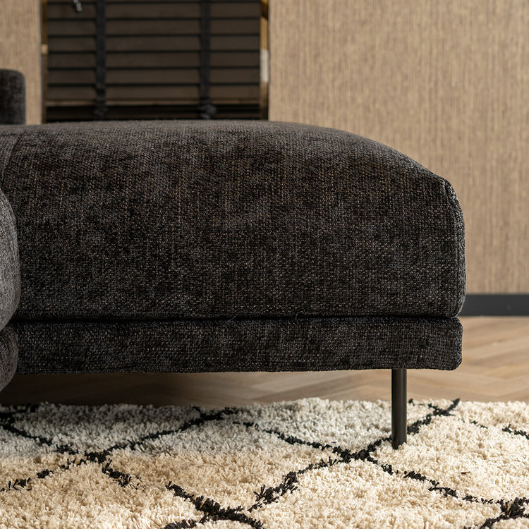 Hoekbank Denver zwart stof chenille rechts