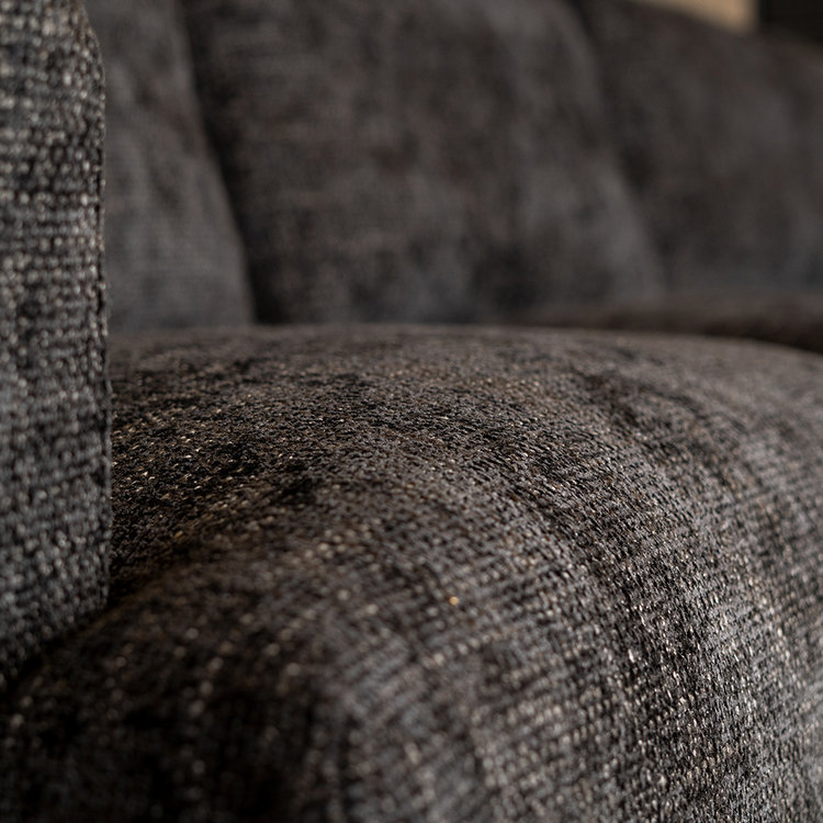 Hoekbank Denver zwart stof chenille rechts