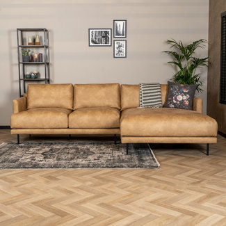 Industriële hoekbank Denver beige eco-leer rechts