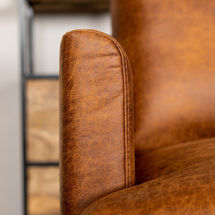 Industriële hoekbank Denver cognac eco-leer rechts