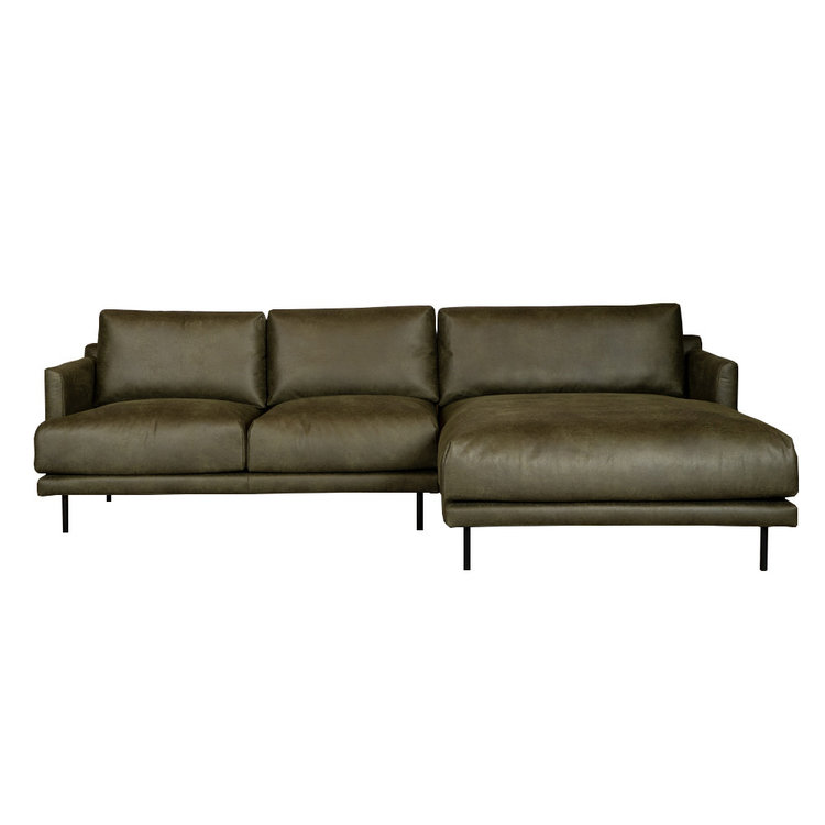 Industriële hoekbank Denver olijfgroen eco-leer rechts