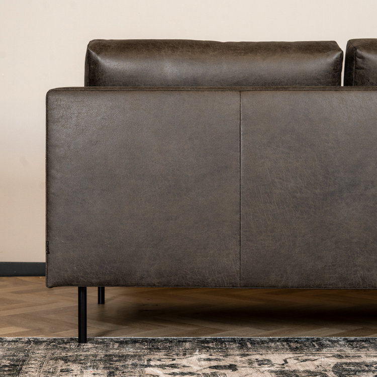 Industriële hoekbank Denver antraciet eco-leer links