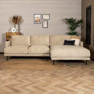 Scandinavische hoekbank Denver taupe stof gemêleerd rechts