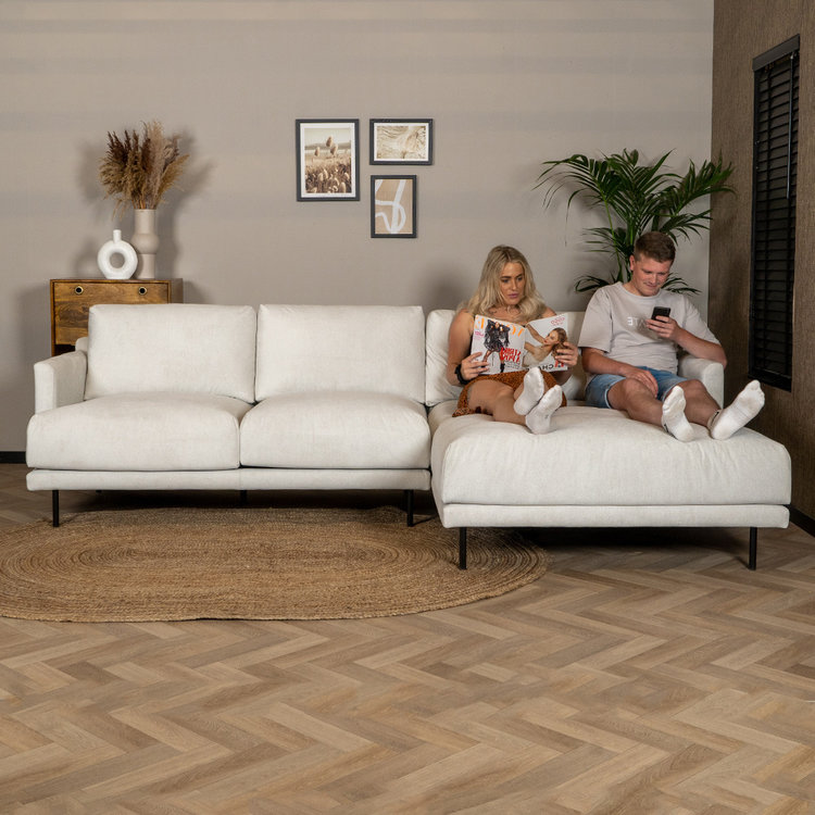 Scandinavische hoekbank Denver off white stof gemêleerd rechts