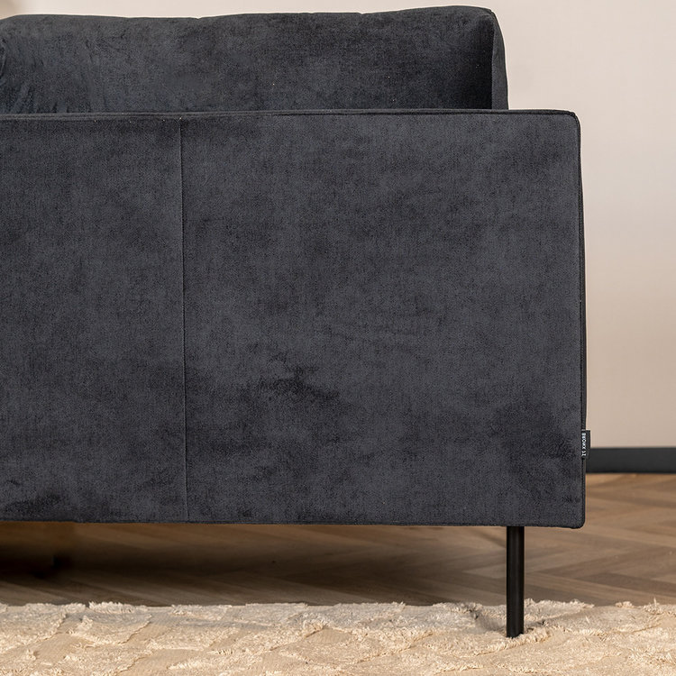 Scandinavische hoekbank Denver zwart stof gemêleerd rechts