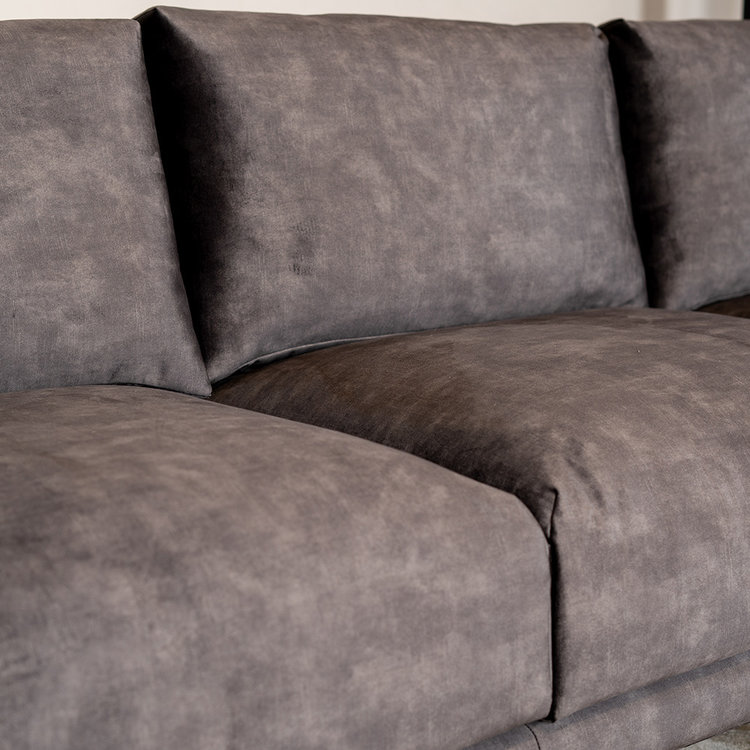 Velvet hoekbank Denver antraciet rechts