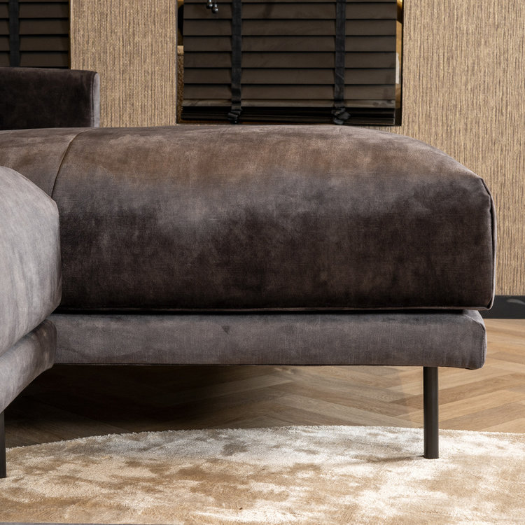 Velvet hoekbank Denver antraciet rechts